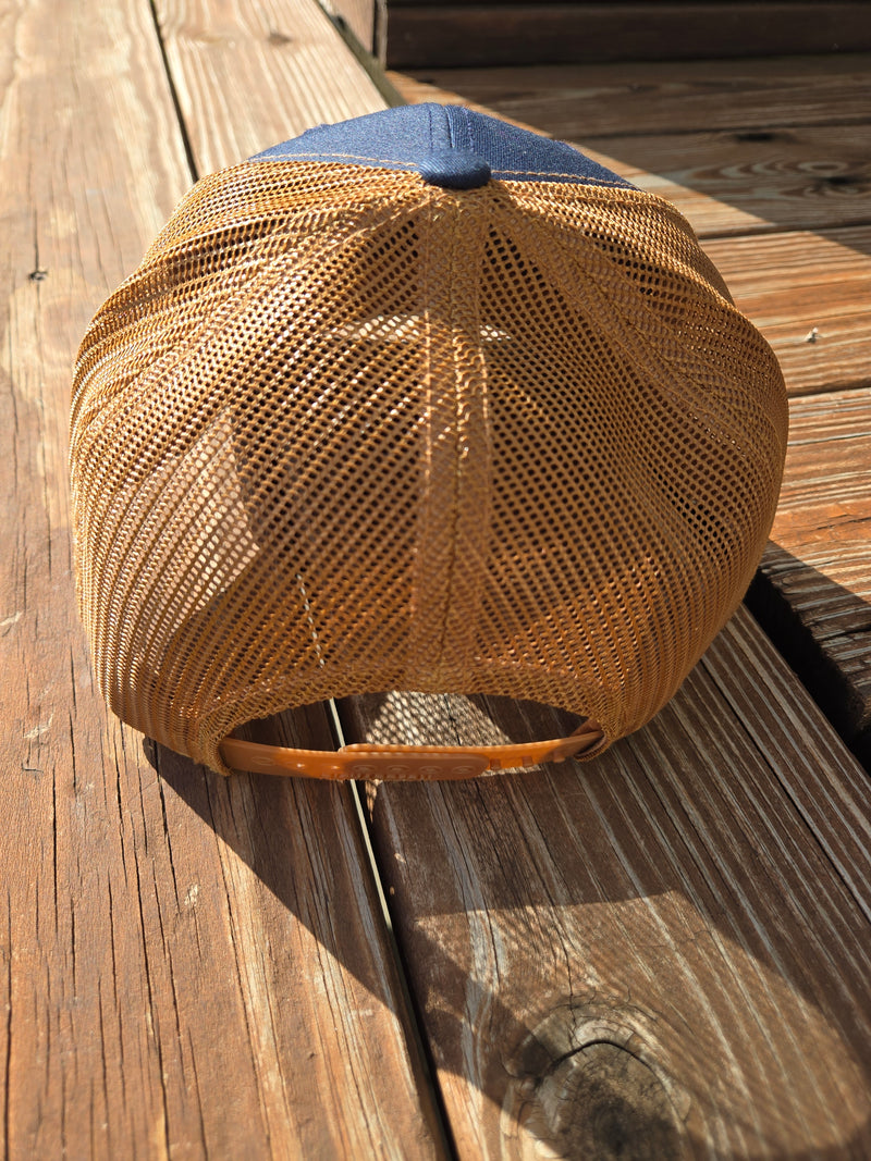 Load image into Gallery viewer, Trucker Cap - Navy &amp; Caramel
