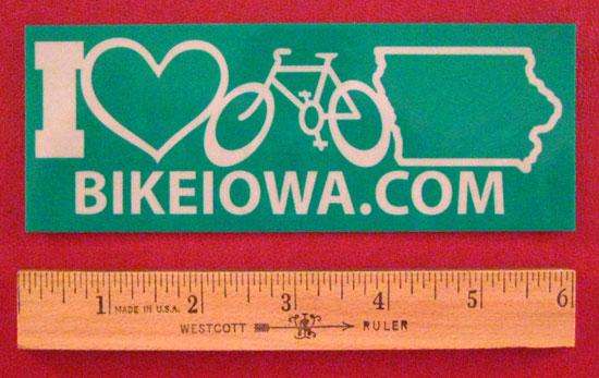Load image into Gallery viewer, I HEART BIKEIOWA - 6.00&quot; x 2.25&quot; glossy and reflective *
