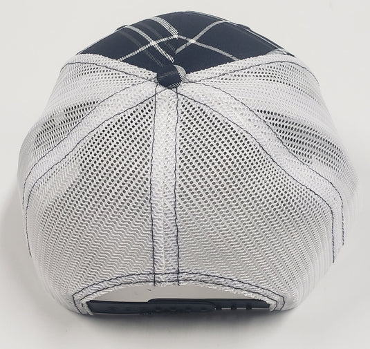 Trucker Cap - Snapback - Navy, Charcoal and White Plaid